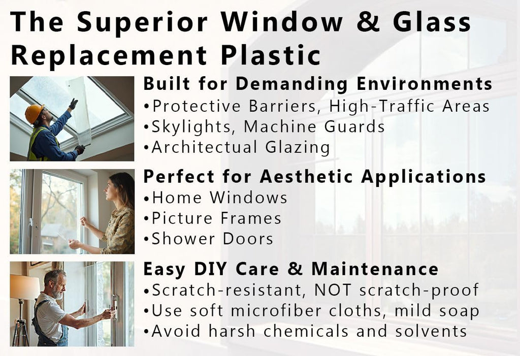 Spectra Glass Clear Polycarbonate Rolled Plastic Sheet. Stronger Than Plexiglass Sheets. UV, Impact, Weather Resistant. Sizes Nominal Cut Within +-1/8". Made in USA. 24" x 96" (1/16" Thick)