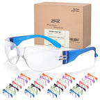 168 BULK PACK Safety Glasses in 7 Colors Unisex Clear Anti-Scratch Protective Goggles Impact Resistant Lens Eyewear with ANSI Z87.1 EN166 Certified Perfect for Construction, Shooting and Laboratory