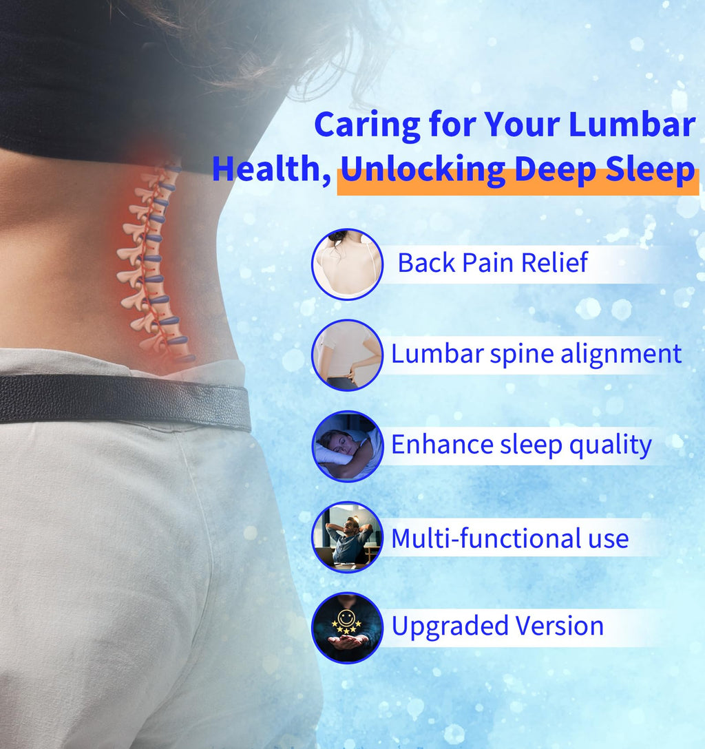 Lumbar Support Pillow for Bed Relief Back Pain: Lower Back Pillow for Sleeping - Memory Foam Waist Pillow - Cooling Back Bolster Pillow for Side, Back&Stomach Sleepers - Bed Cushions for Car, Sofa