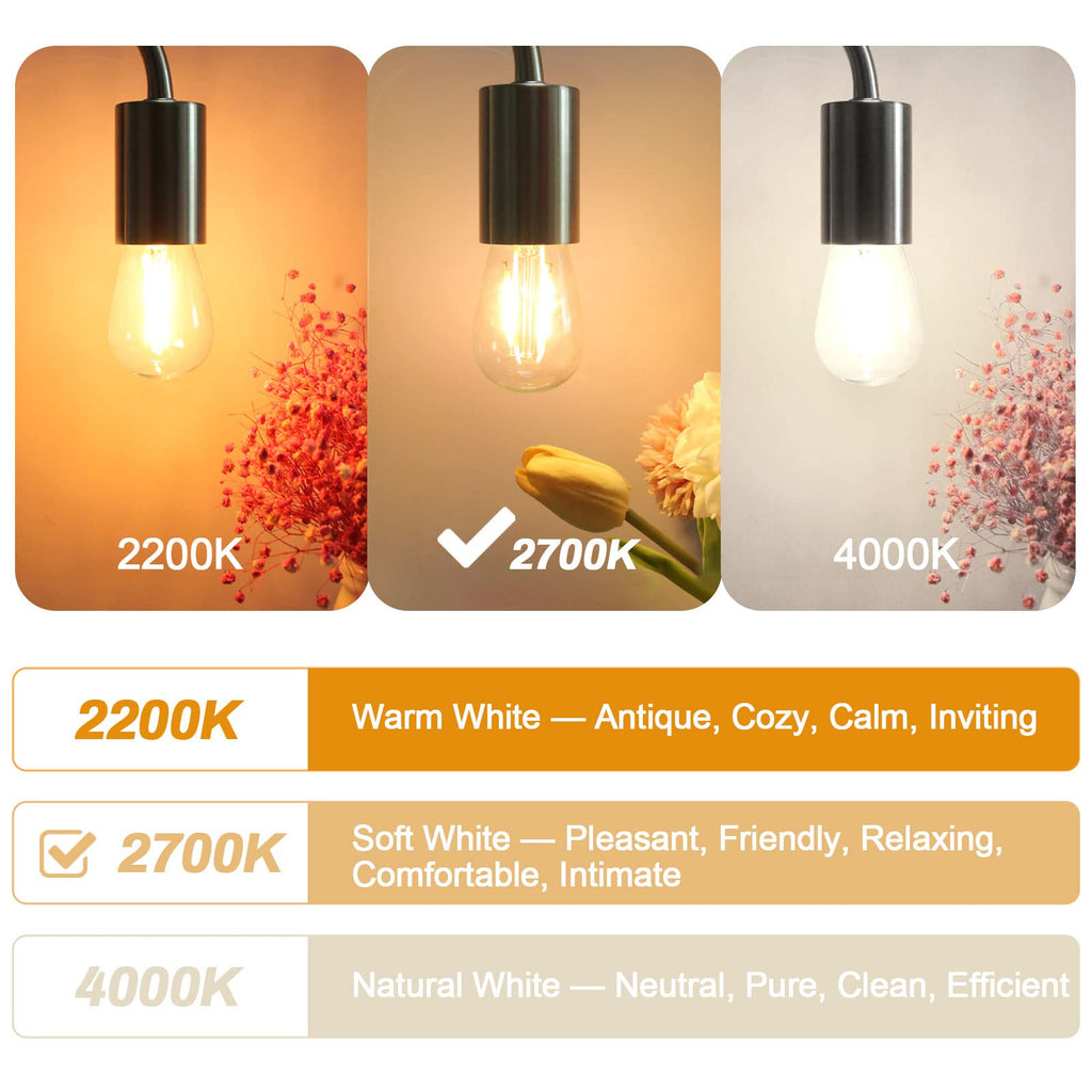 BRIMAX 25 Pack 2W S14 Replacement LED Bulbs,2700K Soft Warm White, Shatterproof Waterproof Outdoor String Light Bulbs Dimmable,E26 Medium Base,Plastic Edison Bulbs for Patio Garden