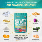 Parrox Zeolite Kids Detox Gummies, 9-in-1 Extra Strength with Zeolite, Omega-3, Magnesium, Elderberry, Vitamin C, Milk Thistle, Vitamin D3, Zinc, B12 – Sugar-Free (Mixed Berry Flavor - 2 Pack)