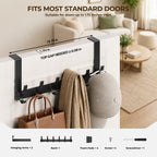 Optish Over The Door Hooks, Door Hanger Hooks for Hanging, Towel Racks for Bathroom with 12 Coat Hook, Coat Rack College Dorm Essentials Bathroom Accessories（1 Pack, Black）