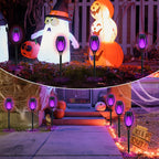 Halloween Decorations Outdoor Flickering Flame Purple Halloween Solar Light