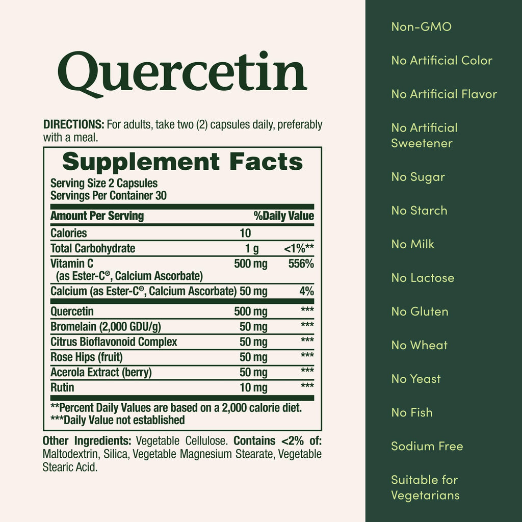 Nature's Bounty Quercetin, Immune Support, 500mg, with Vitamin C, Rose Hips, & Rutin, 60 Count (Pack of 3)