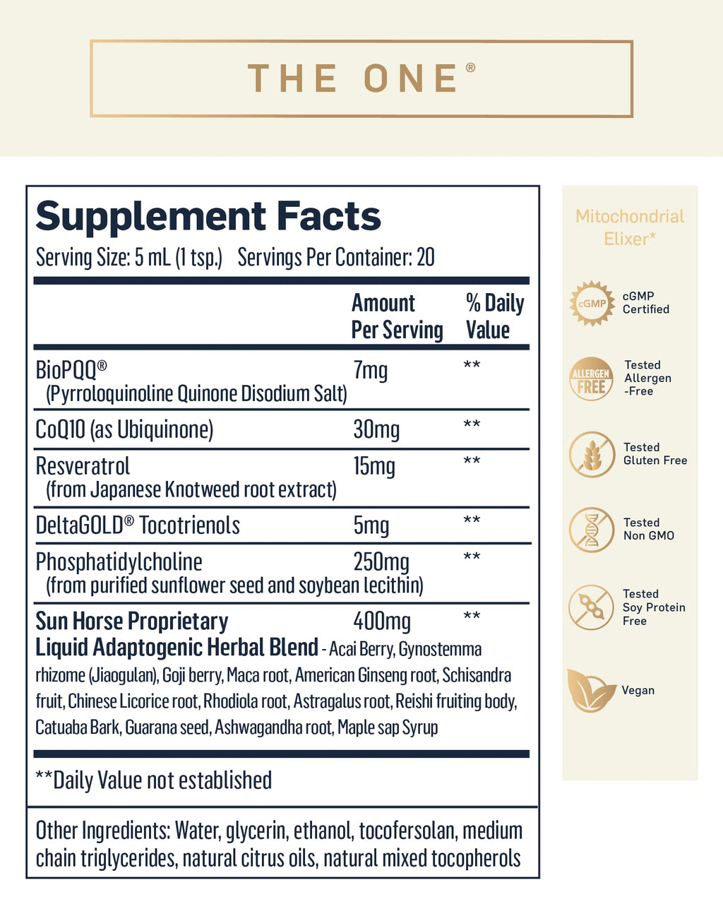 Quicksilver Scientific The ONE Mitochondrial Elixir - Mitochondria Supplement to Support Cellular Health with Phosphatidylcholine, Resveratrol, Reishi Mushroom & CoQ10 Liquid (3.38 Fl oz / 100ml)
