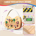 UdoUto Montessori Wooden Busy Board for Toddlers with LED Lights & Switches