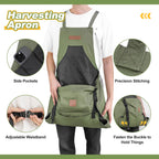 Berry&Bird Harvest Apron, Waterproof Canvas Apron for Men & Women(Green)