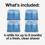 Braun Clean & Renew Refill Cartridges CCR, Replacement Shaver Cleaner Liquid Solution for Clean&Charge System, Pack of 4