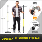 Jardineer Bow Rake Heavy Duty, Long Handle Metal Rakes for Gravel, Rocks, Lawns Leaves, Soil Leveling, Landscaping, Garden Rake with 18 Steel Tines (59 Inches)