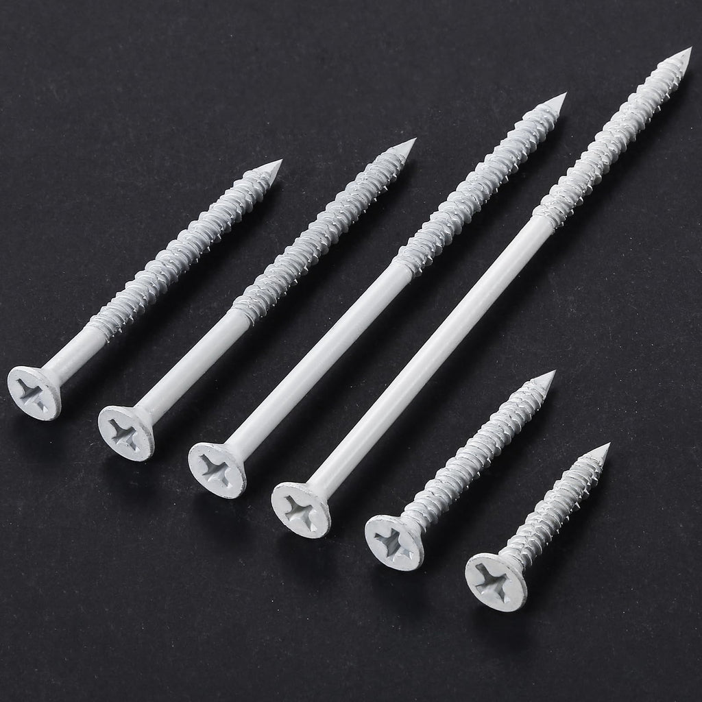 WenSilon(100 PCS) 1/4" x1-1/4 White Concrete Screw Anchor White Flat Head for Anchoring to Masonry, Block or Brick Stucco