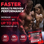 AEQNJV Creatine Gummies Monohydrate Complex 9000MG, Chewable Creatine Monohydrate Gummies for Men & Women with L-Taurine, BCAA 2:1, B12/6, Building Muscle Strength and Boost Focus, 30 Days Supply