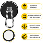 DIYMAG Magnetic Hooks,Black 4 Pack 150LBS Heavy Duty Magnet Hooks
