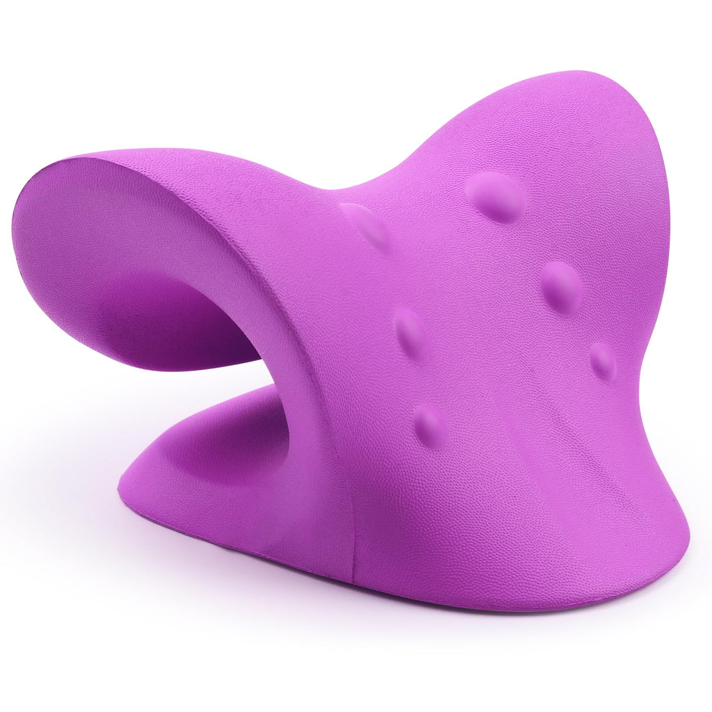 RESTCLOUD Neck and Shoulder Relaxer, Cervical Traction Device for TMJ Pain Relief and Cervical Spine Alignment, Chiropractic Pillow, Neck Stretcher (Purple)