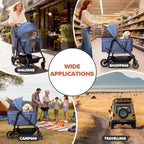 Dog Stroller for Large & Medium Dogs (20–132 lbs), Pet Stroller for 2 Small Dogs, Cat Strollers for 2 Cats, Extra Large Heavy Duty, Foldable & Fully Ventilated Design, Blue