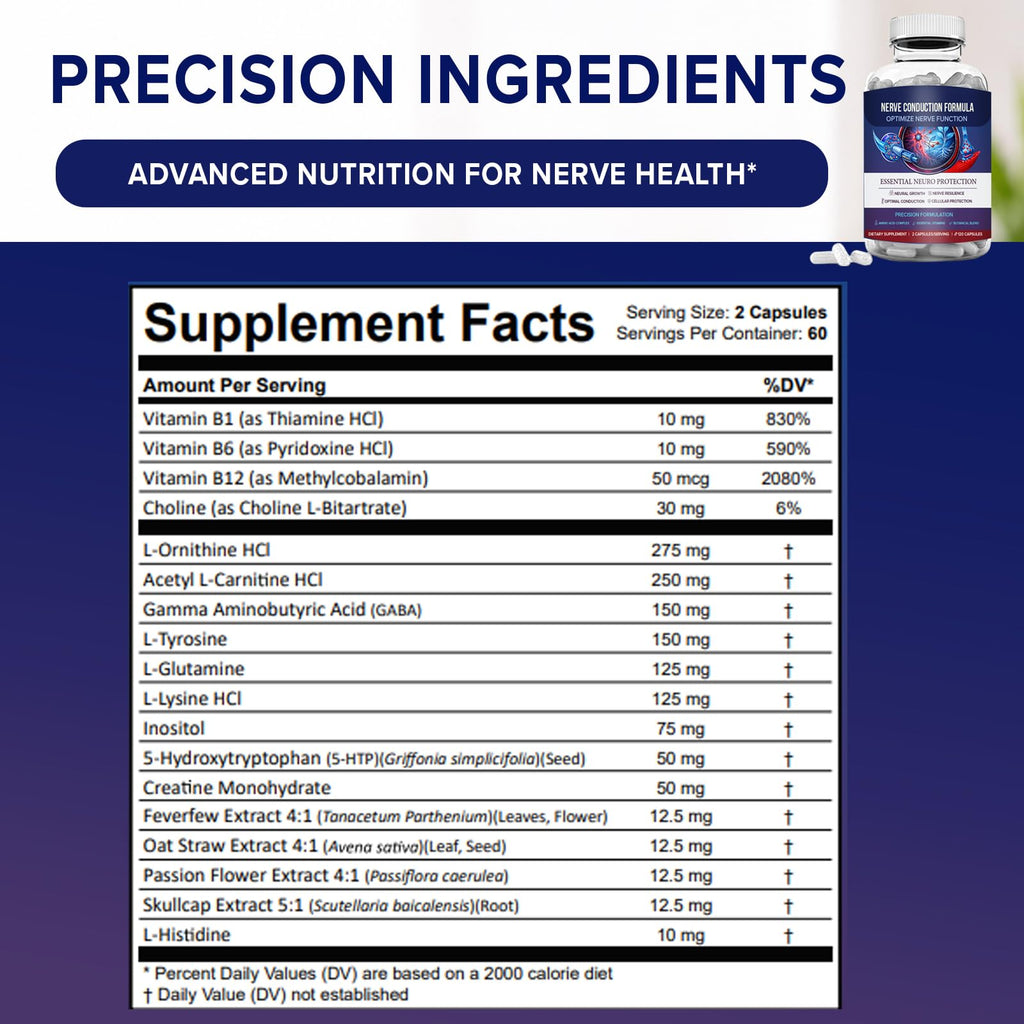 M PAIN MANAGEMENT TECHNOLOGIES Nerve Support Supplement - Nitric Oxide/L-Arginine - Feet Hand Legs Toe Maximum Strength Nerve Support Formula 120 Caps