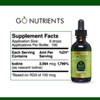 Go Nutrients Iodine Edge – Organic Nascent Iodine Liquid Supplement for Thyroid Support, Energy, Immune & Cognitive Health – High Absorption Drops - Natural Tincture for Women & Men – 1 oz