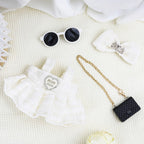 Doll Clothes 17cm White Outfits for Dolls Elegant Black Dress Hair Clips Glasses and Bag Exquisite Clothes Accessories Compatible with Doll (Style 4)