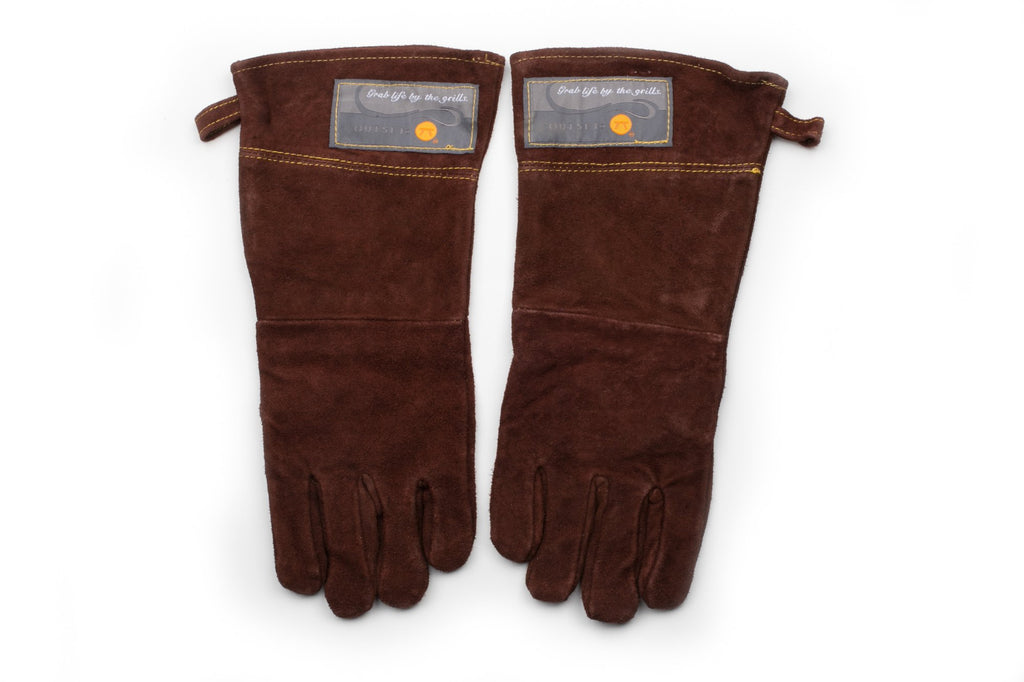 Outset Leather Grill Gloves, Set of 2 Brown Leather BBQ Gloves