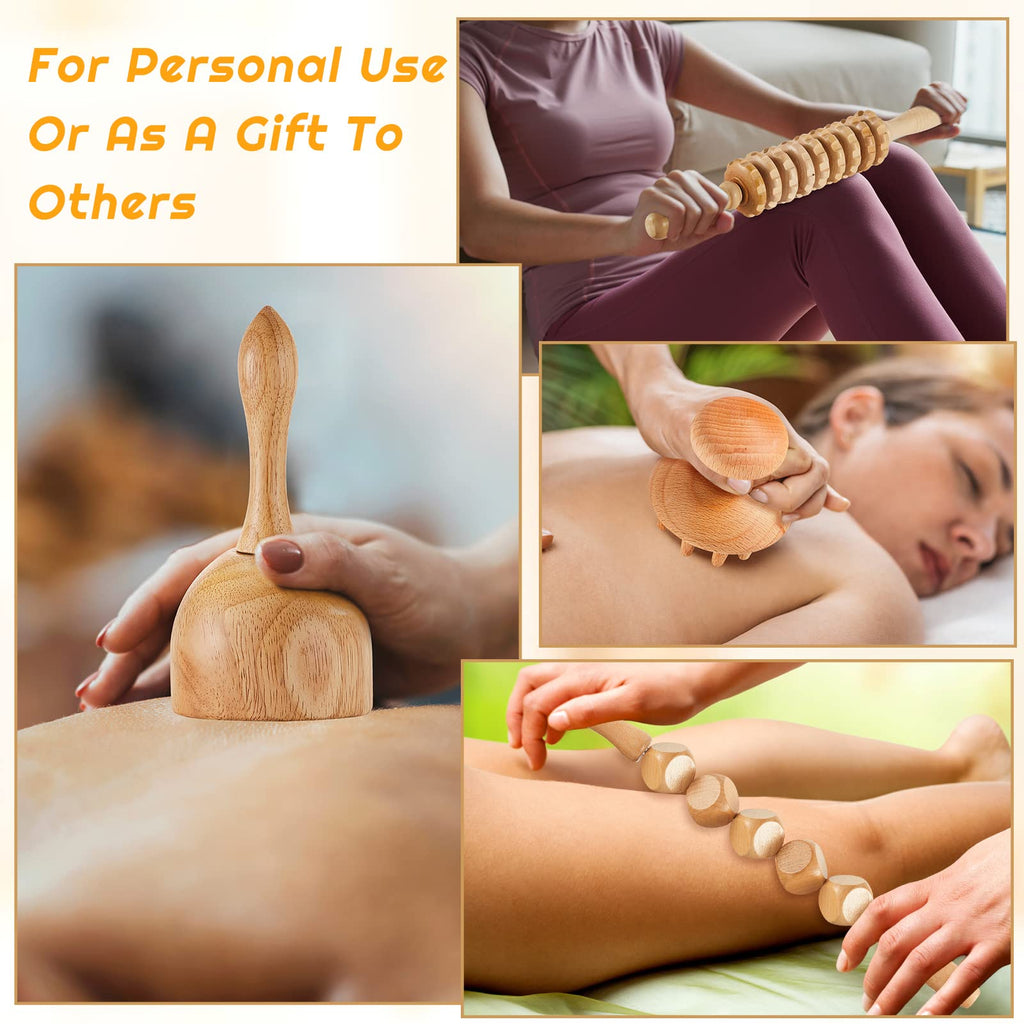 16-in-1 Wood Therapy Massage Tools Set Maderoterapia Kit Therapy Tools for Body Sculpting Muscle Pain Relief Lymphatic Drainage Women Face Wood Roller Fascia Massage