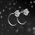 Handi Queen Moissanite Hoop Earrings for Women 925 Sterling Silver Small Huggie, 0.3CT 4mm D Color VVS1 Round Brilliant, Sparkling Minimalist Tiny Cartilage Earring Jewelry