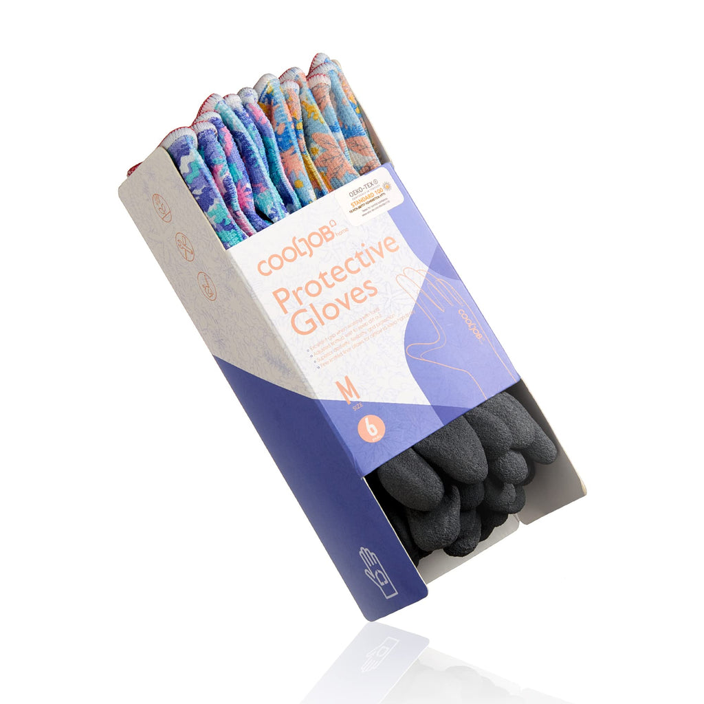 COOLJOB 6 Pairs Gardening Gloves for Women, Breathable Rubber Coated, M