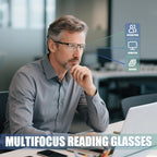 ZERPEET 2 Pack Men's Progressive Multifocal Reading Glasses,Half Rim Metal Frame TR90 Temples Blue Light Blocking Anti Eyestrain Multifocus Computer Readers,2.5x