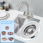 Sink Drain Strainer 3 in 1, 304 Stainless Steel Pop Up Kitchen Sink Stopper with Anti-Clogging Basket, Kitchen Essential Drain Anti-Clog Gadgets, Fits US Standard 3-1/2'' Sink Drain (Silver, 2 Pack)