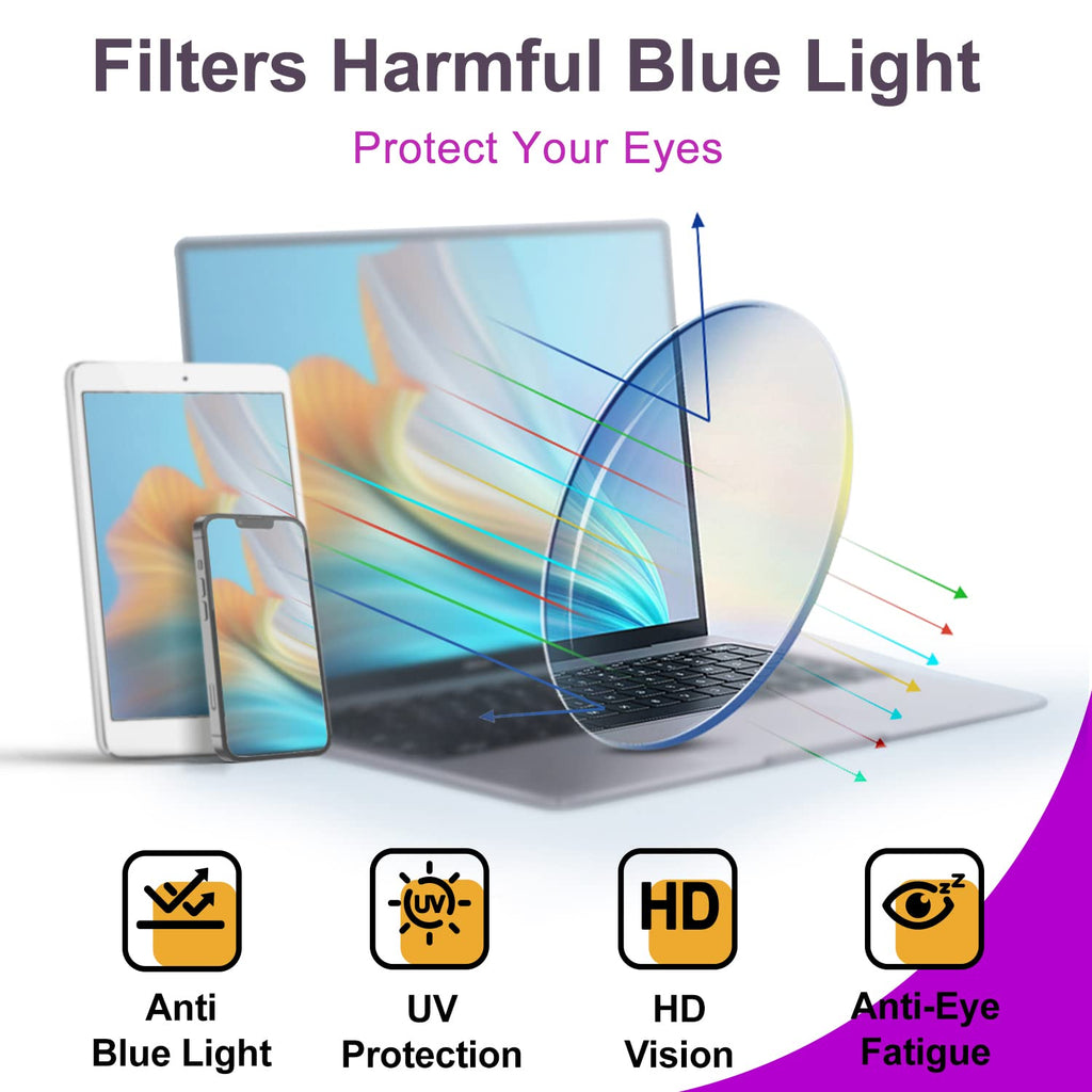 VISOONE Stylish Frame in Multiple Colors Blue Light Blocking Glasses for Men Women BONA