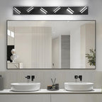 IZORRO LED Modern Bathroom Lights Fixtures(6-Light,Dimmable,360°Rotate),Matte Black Acrylic Wall Lighting,Vanity Lights for Bathroom Over Mirror - 6000k 36In （No Assembly Required）