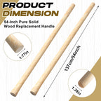 Lasnten 2 Pcs 55 Inch Pure Solid Wood Replacement Hoe Handle for Garden Digging Spading Fork, Shovel Handle Replacement, 1.38-1.77 Inch Diameter