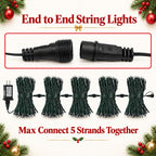 OZS Connectable 2-Pack 164Ft 400LED Christmas String Lights, Warm White