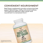 Grass Fed Beef Organ Complex (3,000mg per Serving, 180 Capsules, 1 Month Supply) Supplement for Digestion, Immune Health, Energy, and Wellness by Double Wood