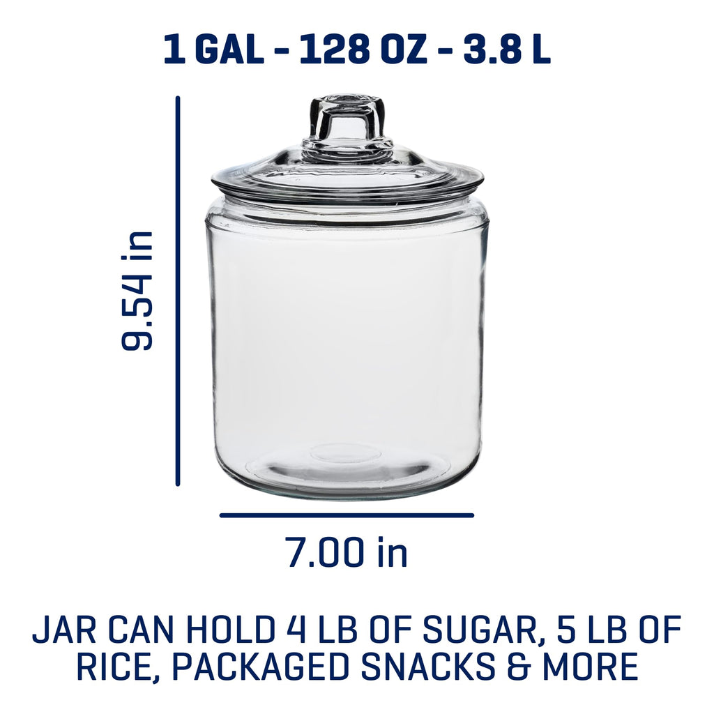 Anchor Hocking Heritage Hill 1 Gallon Glass Jar with Lid, Set of 2