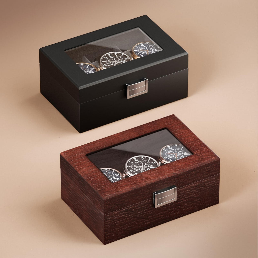 ProCase Wooden Watch Box, 3 Slot Mens Watch Display Case, Espresso