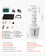 VEVOR Hydroponic Tower, 30 Pods 6 Tiers Hydroponics Growing System Kit with App Control, Vertical Home Garden with 20L Water Tank & Pump, Planter Germination Kit for Indoor Herbs, Fruits, Vegetables