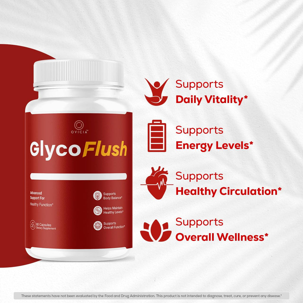 GlycoFlush - GlycoFlush Capsules Advanced Formula All Natural Ingredients Support Daily Pills Maximum Strength Vitamins for Health and General Wellness Reviews, 60 Capsules for 1 Month