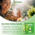 nutrazul Greens Effervescent Tablets - Daily Super Greens Supplement with 29 Superfoods - Antioxidant & Immune Support - Lemon Lime Flavor - Non-GMO - 30 Tablets