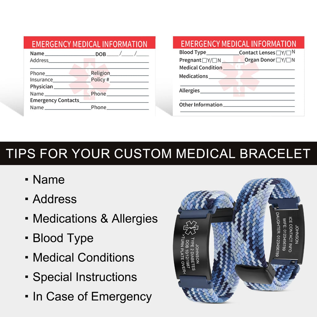 YOUNIFLARE Personalized Medical Alert Bracelet, Style-16
