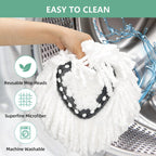 [10 Pack]Mop Heads Replacements, Spin Mop Replacement Head Deep Cleaning Machine Washable and Easy-to-Replace,Spin Mop Refill Replacement Head 100% Microfiber,Mop Head for O-Ceda EasyWrin(White)
