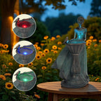 DiliComing Fairy Outdoor Statue Garden Decor with Solar Birdbath 12 Inch