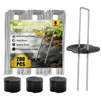 200 Pack Landscape Staples Garden Stakes 6 Inch 11 Gauge Galvanized Landscape Fabric Pins Anti-Rust Landscape Spike Heavy Duty Ground Staples for Weed Barrier, Irrigation Tubing & Lawn Decor