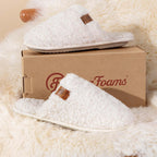 EverFoams Women's Fuzzy Slippers Cozy House Shoes Cream White, 9-10 US