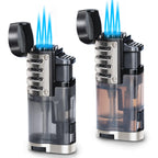 Zoocura Torch Lighter 2 Pack Triple Jet Flame Butane Torch Lighters Refillable Butane Gas Lighters Windproof Adjustable 3 Flame Lighter for Christmas (Without Gas)