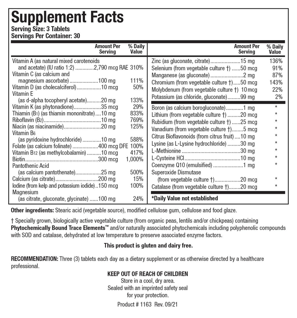 Biotics Research Bio-Multi Plus Iron & Copper Free Multivitamin, Chelated Minerals, Emulsified Fat Soluble Vitamins, Iron Free, Copper Free, High antioxidants, SOD, Catalase, 90 Tabs