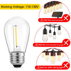 Meconard 36 Pack S14 LED Bulbs for Outdoor String Lights, Shatterproof Replacement Edison Bulbs for Patio String Lights Outdoor Waterproof, Warm White 2200K, Non-Dimmable, E26 Standard Base