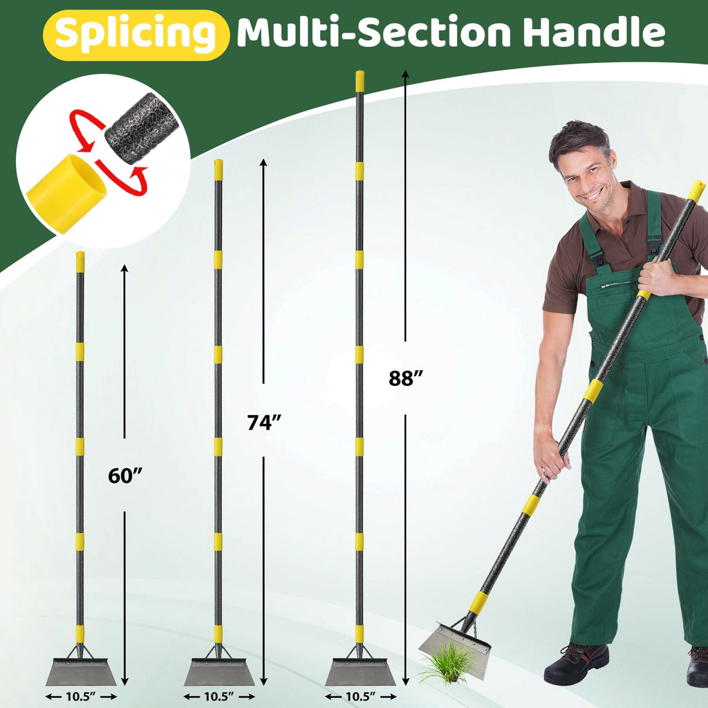 Garden Flat Shovel - Floor Scraper, 60" Multifunctional Garden Cleaning Shovels, Heavy Duty Floor Scrapers Long Handle,Metal Weeding Scraper for Lawn Edging, Snow Ice Removal,Snow Ice Scraper