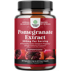 Pomegranate Extract Capsules Antioxidant Supplement - Natural Pomegranate Capsules for Heart Health Joint Support and Pre Workout for Men and Women - Nitric Oxide Supplement with Brain Health Vitamins