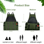 Extra Gardening Apron Waterproof Cross Back Apron Women, 600D Polyester Heavy Duty Men Apron Harvest Bag, Over 30% Larger Than Standard Models, Adjustable Straps and Large Quick Release Pockets Green