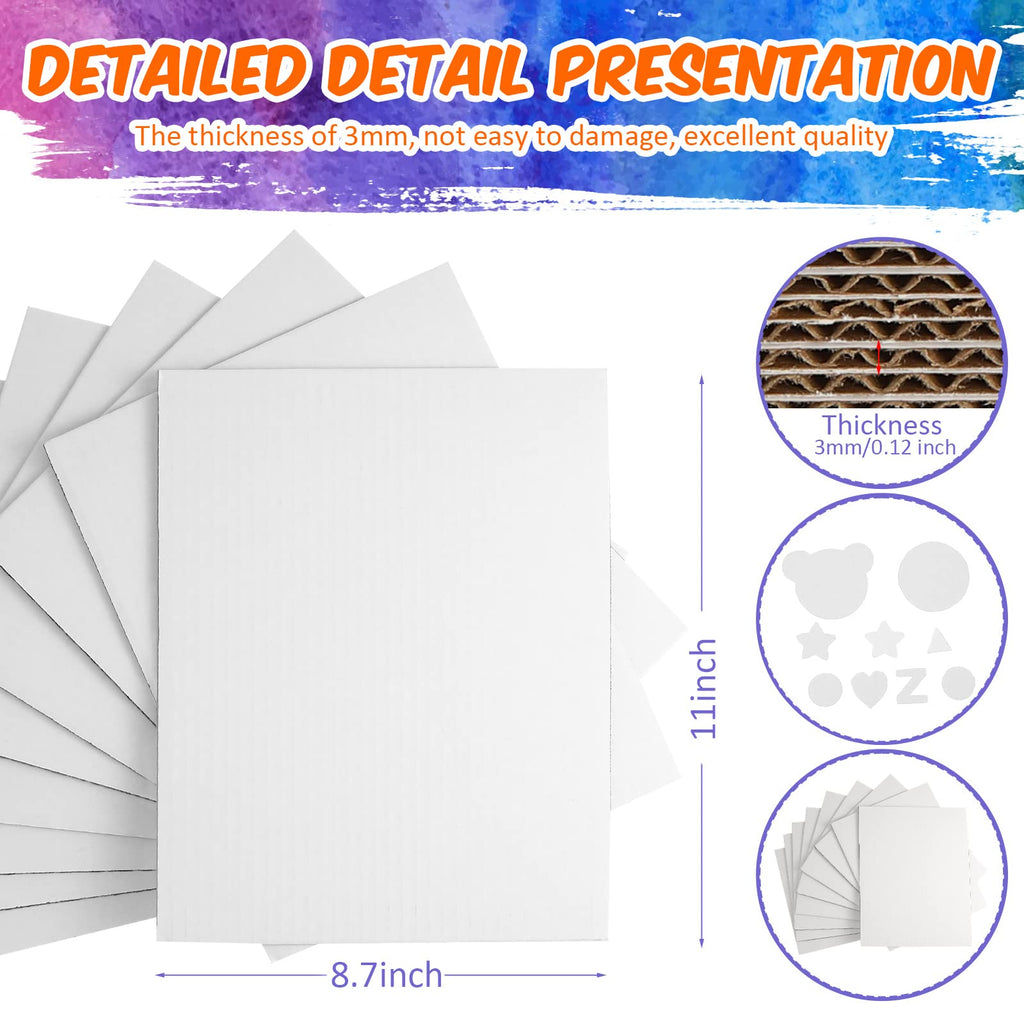 50 Pack Corrugated Cardboard Sheets Flat Hard Cardboard Inserts Back to School Classroom Supplies Flat Squares Separators for Shipping, Mailing, Packing, Art Projects, DIY Crafts(11 x 8.7 Inch,White)