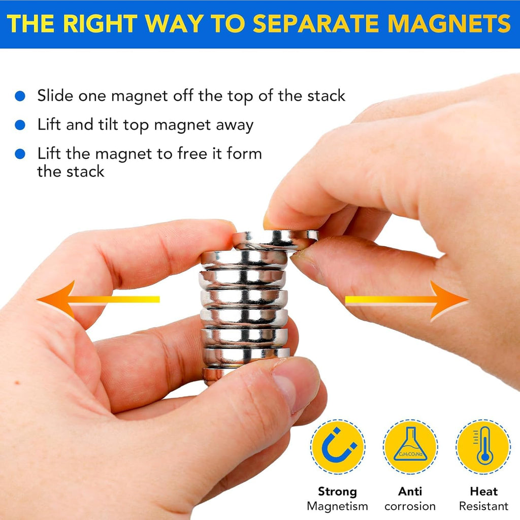 DIYMAG Neodymium Round Base Cup Magnet, Strong Rare Earth Magnetic with Heavy Duty Countersunk Hole and Stainless Screws for Refrigerator Magnets,Lights,Office,Craft,0.98 Inch-Pack of 50
